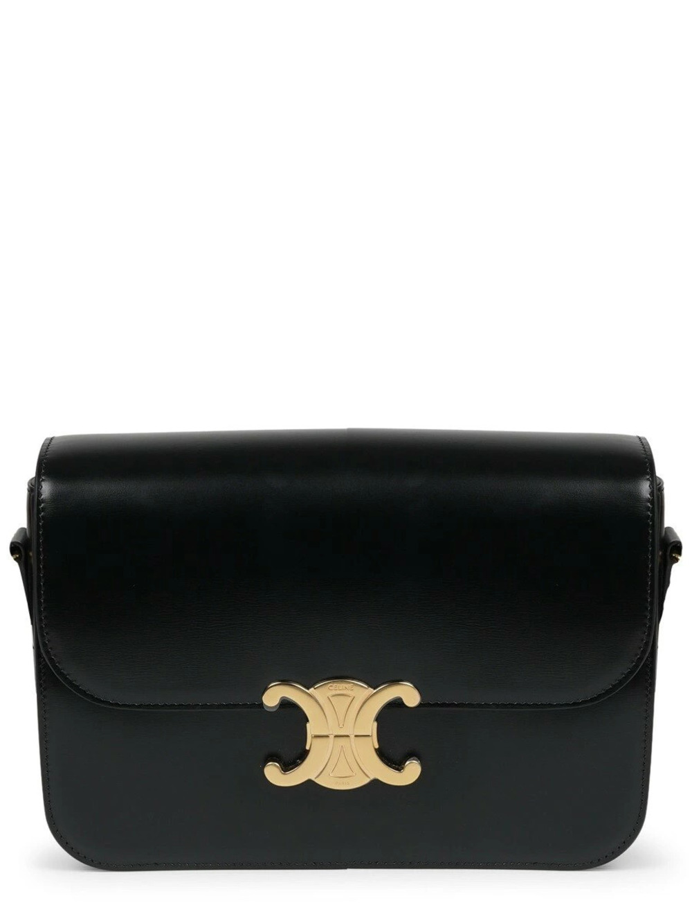 Celine Triomphe Leather Crossbody Bag Black
